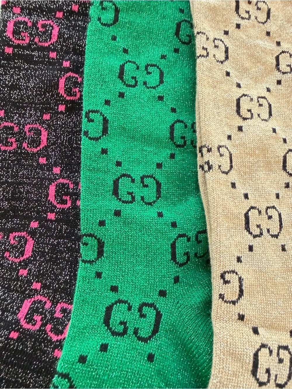 Luxe Logo Crew Socks- Black, Beige, Green